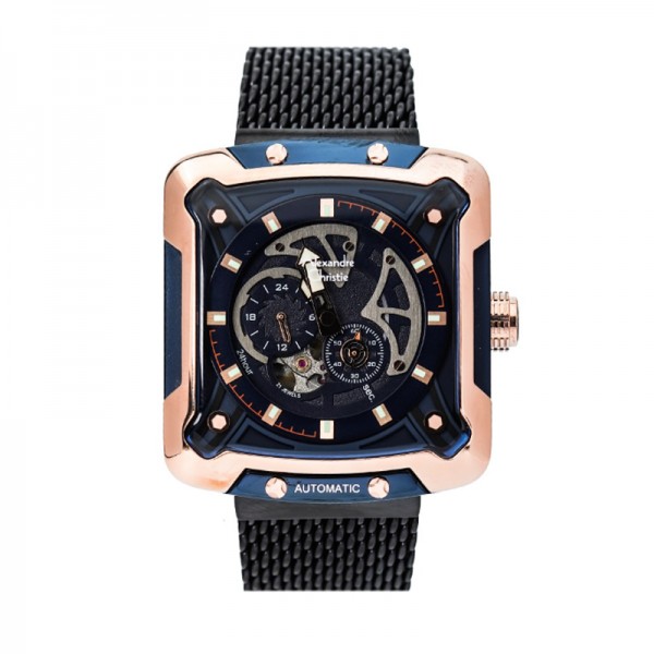 Alexandre Christie AC 3039 Rosegold Blue Steel Automatic MABURBU